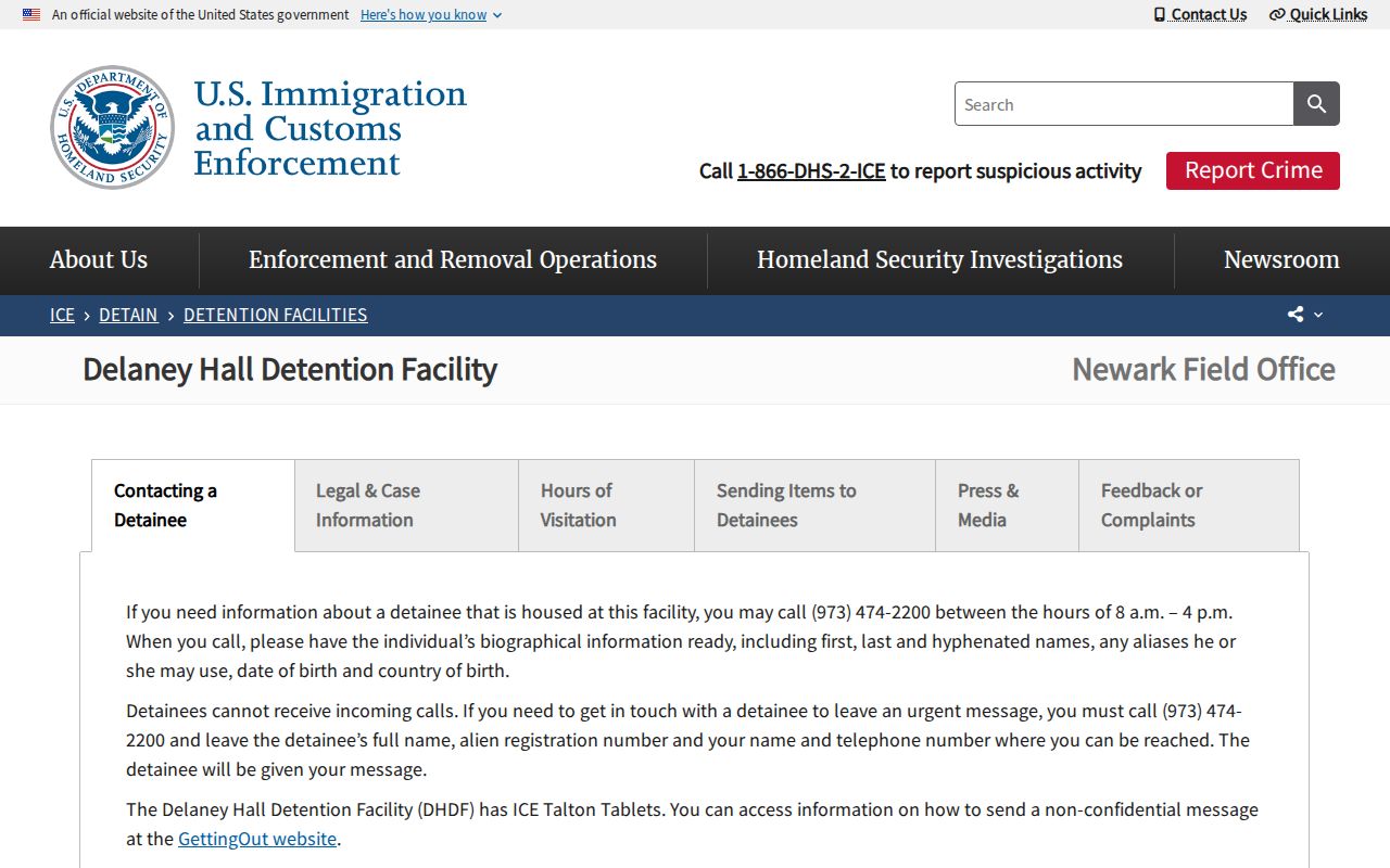 Delaney Hall Detention Facility ICE release source