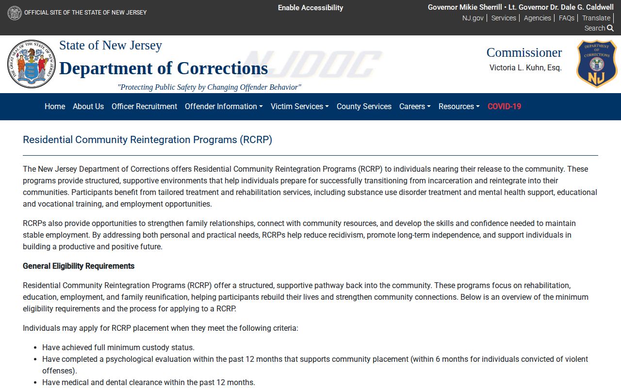 Newark-Kintock Essex County state release program listing