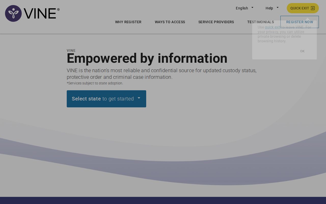 Essex County VINELink release check search screen